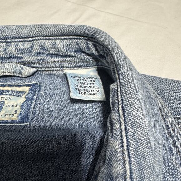 Vintage Lee Denim Shirt Large Light Wash 100% Cotton Made in Philippines - Picture 4 of 8